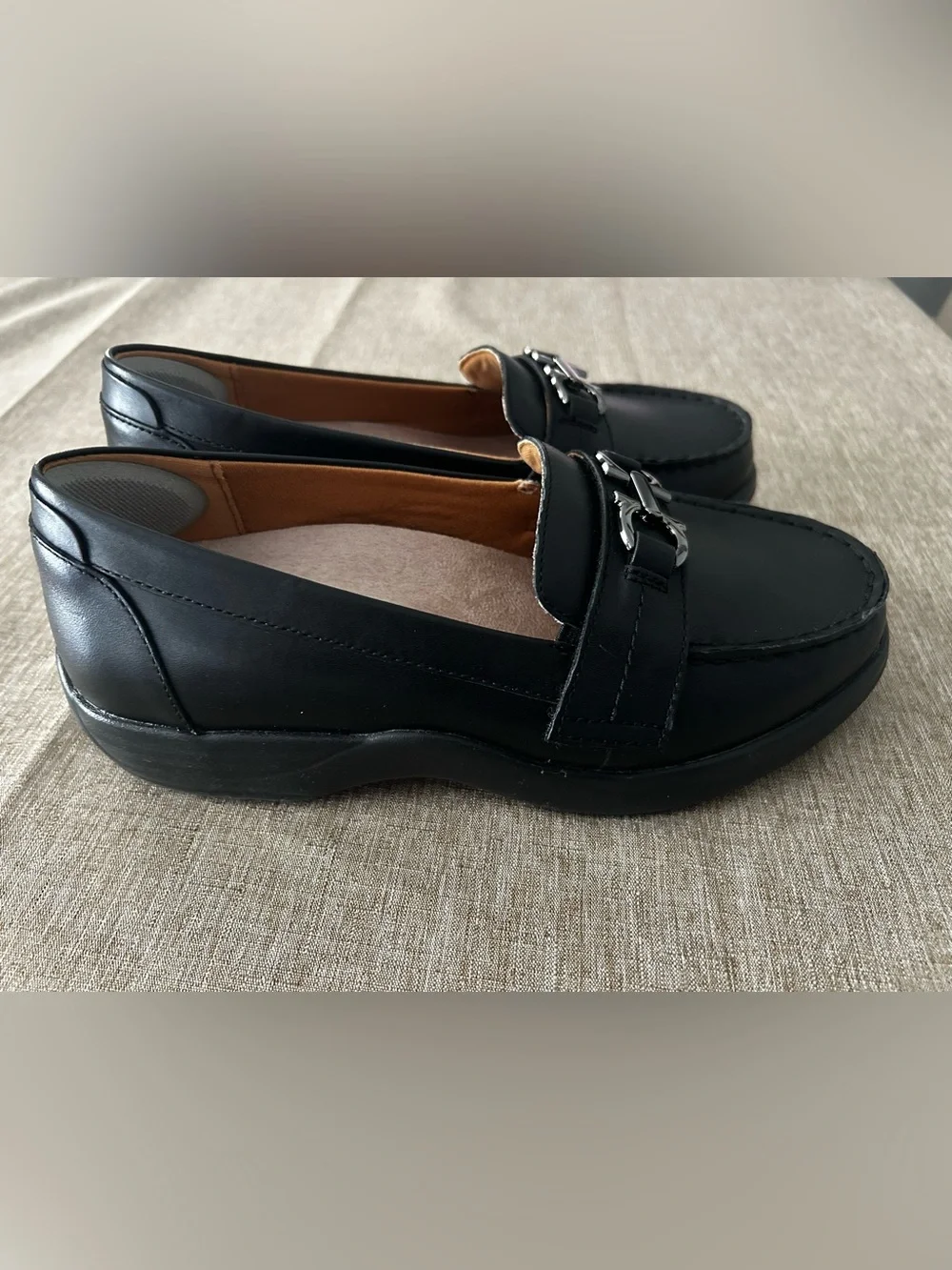 New Dr. Comfort Mallory Black Leather Slip On Dress Shoes Women’s Size 7.5